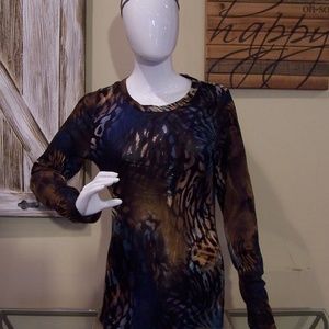 XL Sheer Animal Patterned Top
